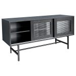 Black Sliding Door Entertainment Unit - Open Right Door