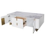 Colby White and Gold TV Unit - Open