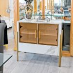 Carrington White and Gold Small Cabinet in our Showroom
