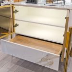 Carrington White and Gold Small Cabinet Open