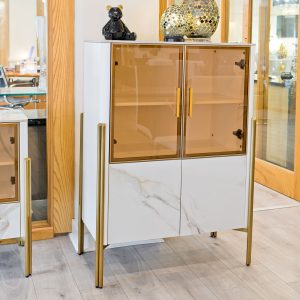 Carrington White and Gold Cabinet in our Showroom