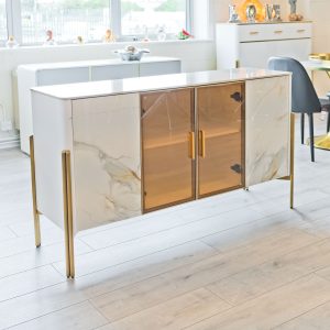 Carrington White and Gold Sideboard in our Showroom
