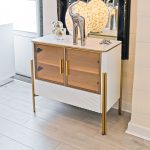Ewing White and Gold Small Cabinet in our Showroom
