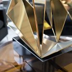Gold Polygon Sculpture in our Showroom - Close Up