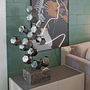 Rhombic Dodecahedron Tower Sculpture in our Showroom