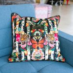 Paradise Lost Stripe Myrtle & Mary Cushion in our Showroom