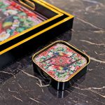 Myrtle and Mary Flower Bomb Square Coasters in our Showroom