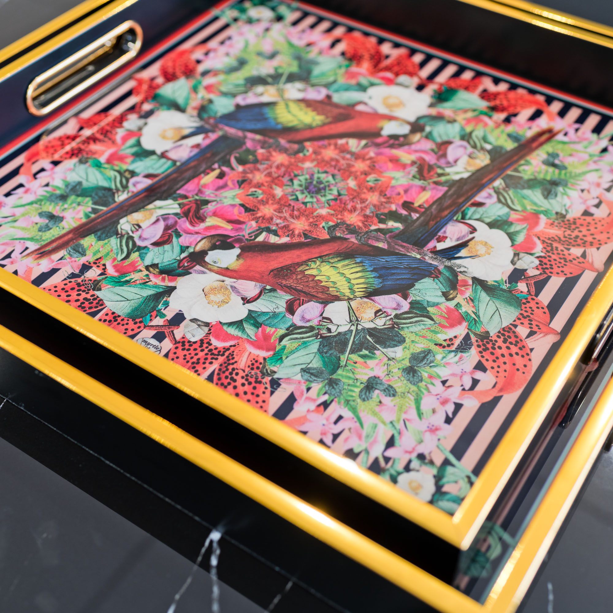 Myrtle and Mary Flower Bomb Square Trays Close Up