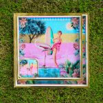 Myrtle and Mary Barbie Square Trays on Display in the Garden