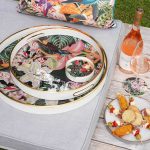 Myrtle and Mary Tropical Bomb Circular Trays on Display