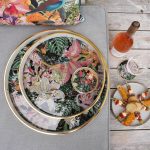 Myrtle and Mary Tropical Bomb Circular Tray Set on Display