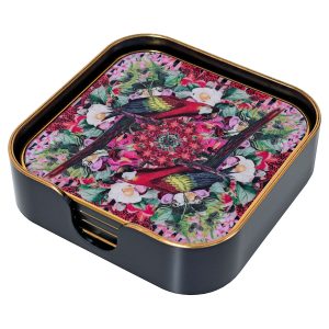Myrtle and Mary Flower Bomb Square Coasters