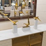 Long Tailed Tit on Medium Marble Plinth Set