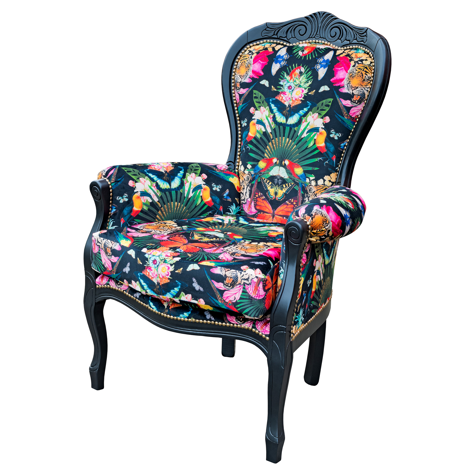 Myrtle and Mary Crested Michael Arm Chair - Black Frame