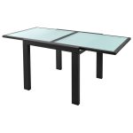 Frosted White Glass Extending Dining Table - Extended