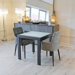 Frosted White Glass Extending Dining Table in our Showroom