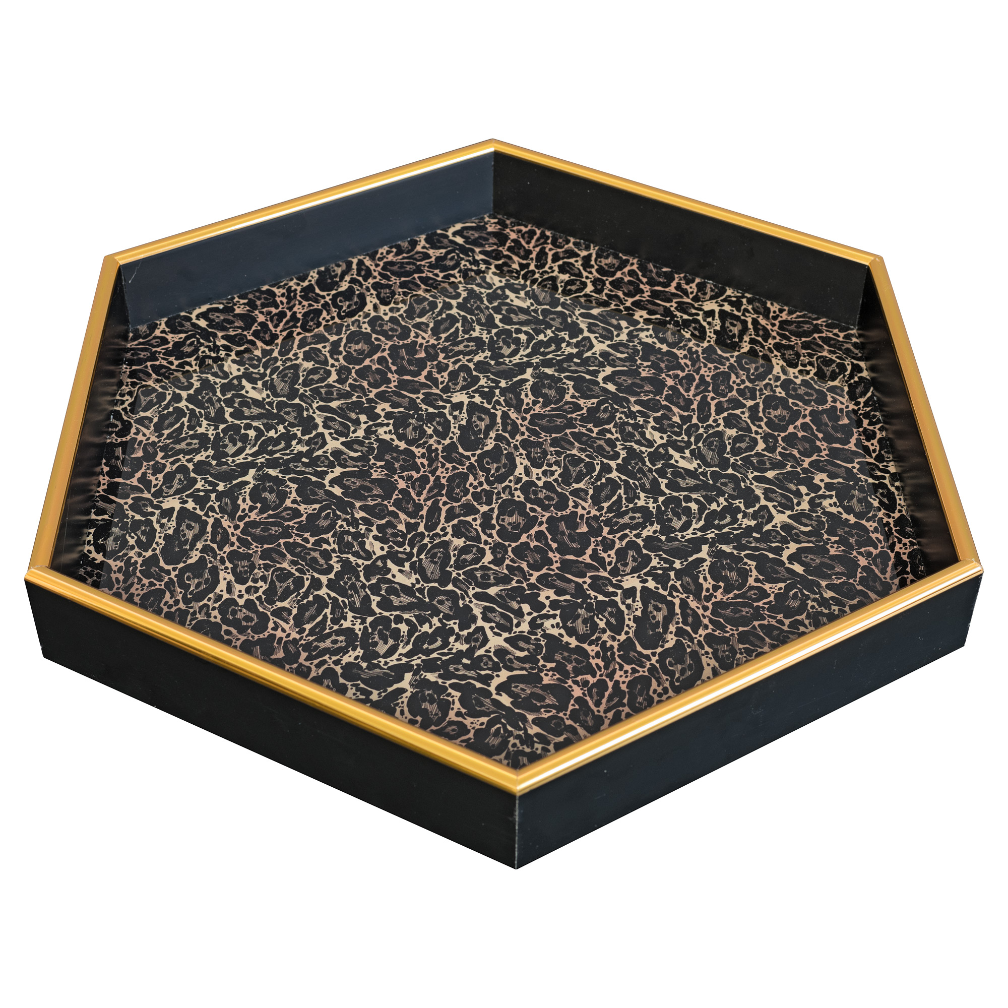FLB02 Roxy Leopard Hexagonal Serving Tray Roxy Leopard Hexagonal Serving Tray