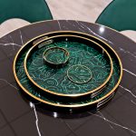 Malachite Circular Serving Tray Set in our Showroom