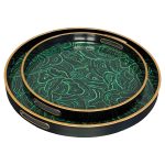 Malachite Circular Serving Tray Set