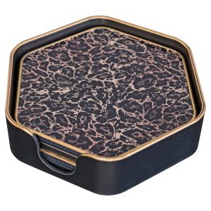 Roxy Leopard Hexagonal Coaster Set