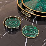 Malachite Circular Coaster Set in our Showroom