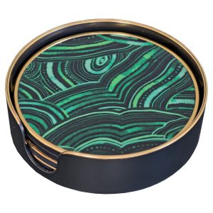 Malachite Circular Coaster Set