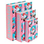 Flamingo-go Storage Book Boxes - Set of Three Side Stacked