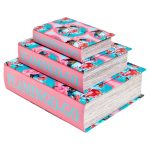 Flamingo-go Storage Book Boxes - Set of Three Stacked