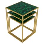 Nest of Three Tables Malachite - Stacked