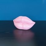 Small Pink Lips Sculpture on Display