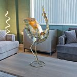 Gold Crane Iron Sculpture in our Showroom