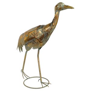 Gold Walking Crane Iron Sculpture