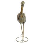Gold Walking Crane Iron Sculpture - Front