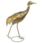 Gold Walking Crane Iron Sculpture - Left Side