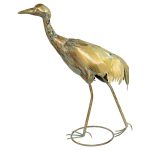 Gold Walking Crane Iron Sculpture - Right Side