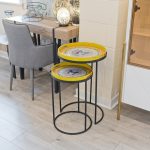 Black Serving Tray Nest of Two Tables in our Showroom