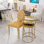 Gold Serving Tray Nest of Two Tables in our Showroom