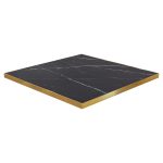 Black Ceramic Square Table Top with Gold Rim