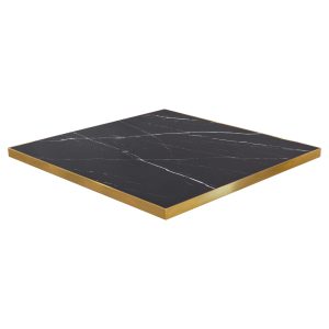 Black Ceramic Square Table Top with Gold Rim