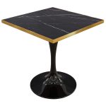 Black Ceramic Square Table Top on Table Base