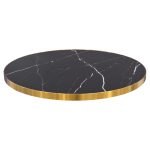 Black Ceramic Round Table Top with Gold Rim