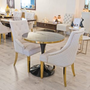 Black Ceramic 70cm Round Table Top in our Showroom