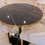 Black Ceramic 70cm Round Table Top in our Showroom - Close Up