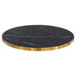Black Ceramic 80cm Round Table Top with Gold Rim