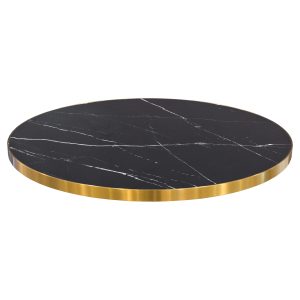 Black Ceramic 80cm Round Table Top with Gold Rim