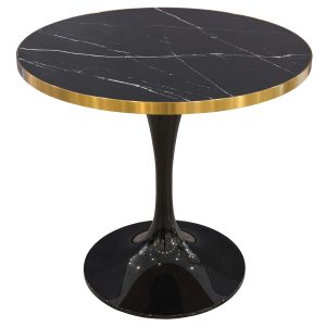 Black Ceramic 80cm Round Table Top on Table Base