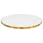 White Ceramic 80cm Round Table Top with Gold Rim