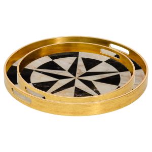 Circular Tray Set Compass Design