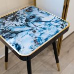 White Flower Design Side Table in our Showroom Close Up