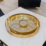 Circular Tray Set Gold Leaf Design in our Showroom